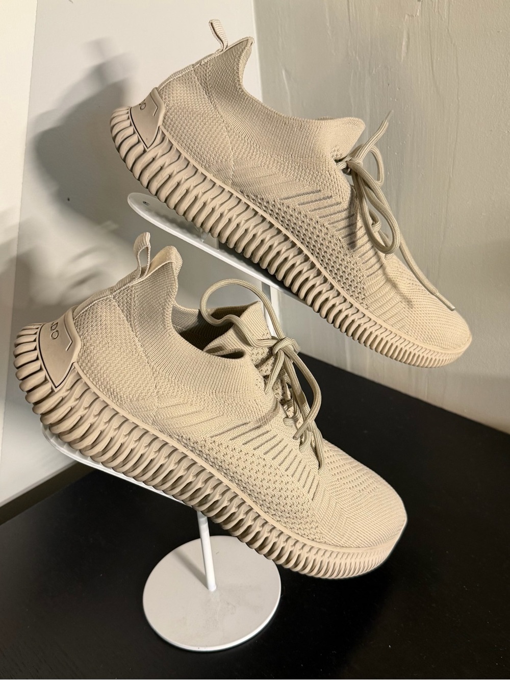 Aldo “GILGAI” Men's Athletic Knit Sneakers in Beige